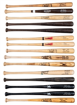 Lot of (15) Game Issued Bats From The Willie Randolph Collection Including Lofton x2, Griffey & Randolph (Randolph LOA)